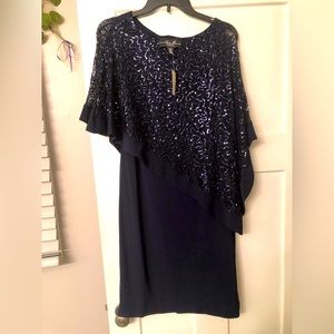 R&M Sequin Cape dress Navy NWT Size 10
